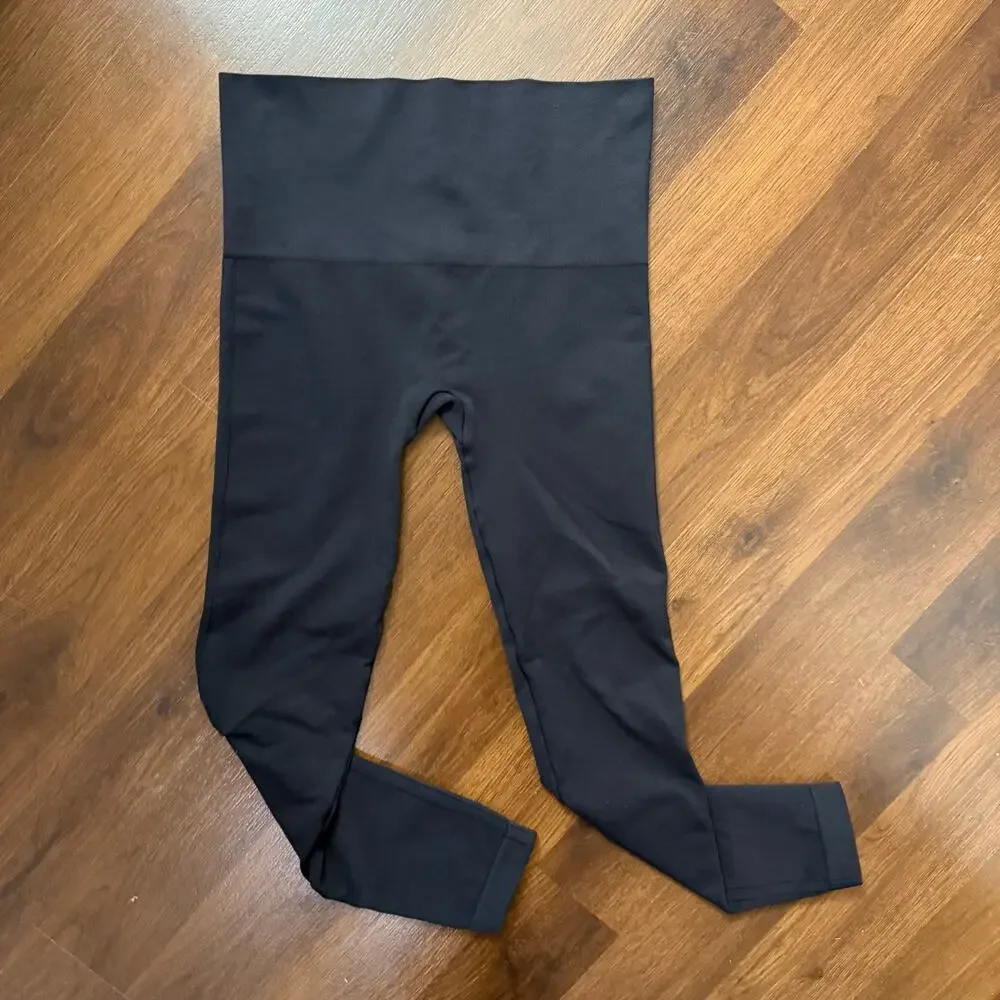 Spanx High Rise Seamless Leggings Black Casual Minimalist Athleisure Sz Large - Picture 1 of 8